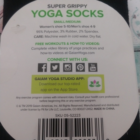 Gaiam Yoga Socks S/M - Picture 4 of 4